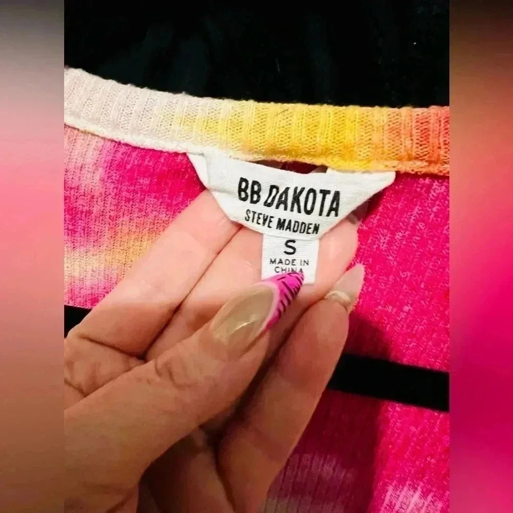BB Dakota Thermal Henley Tie Dye Long Sleeve Crop Top - Picture 5 of 5